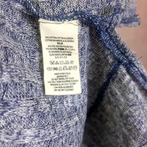 Free People Clarissa Oversized Mock Neck Sweater High Low Heathered Blue Gray XS - Picture 9 of 10